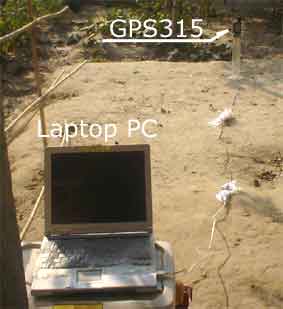 fixed point observation by GPS315 and Laptop-PC